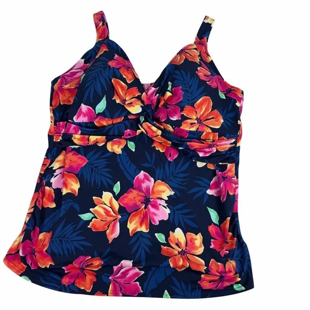 Lands' End Twist Front Underwire Tankini Top 18W